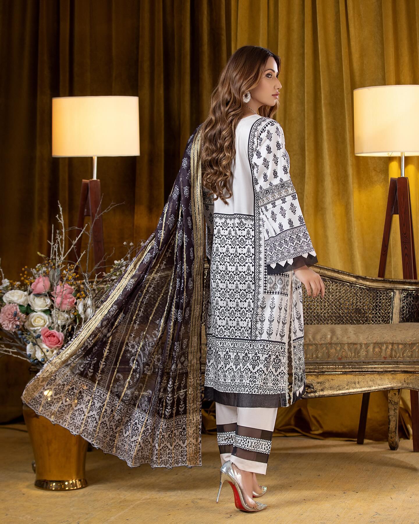 Munira Slub Printed Linen with Embroidery MSPL 05