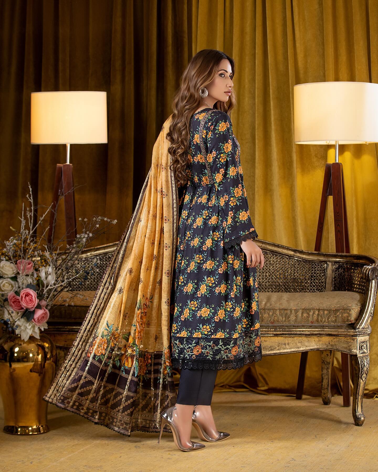 Munira Slub Printed Linen with Embroidery MSPL 02