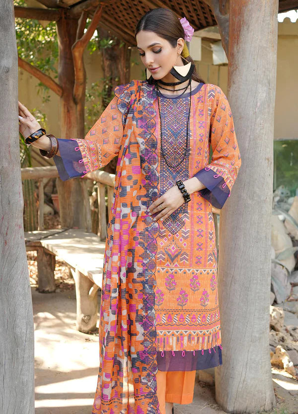 Z.Prints Golden Stripes Voile Lawn Unstitched 3Pcs- ZP-05