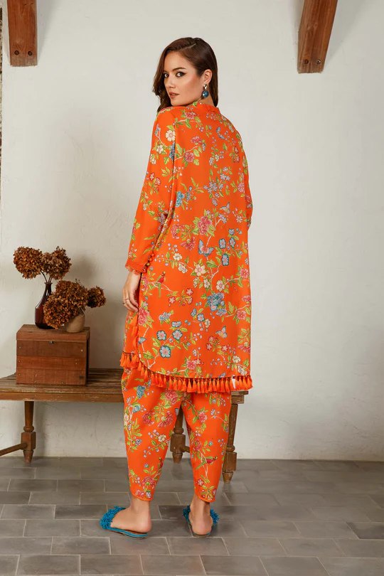 MARIA. B Lawn M Basics Unstitched | Orange MB-101-A