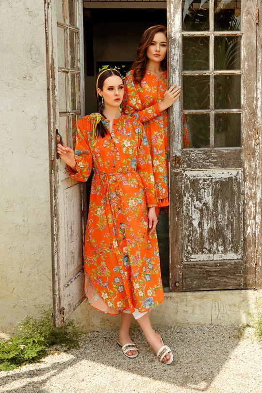 MARIA. B Lawn M Basics Unstitched | Orange MB-101-A