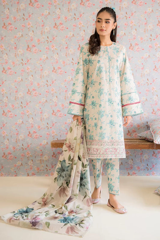 Petals & Prints by Cross Stitch | BLUE MIST-3PC PRINTED LAWN SUIT