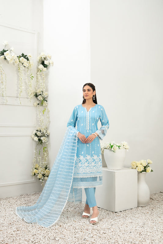 GARDENIA LAWN EMBROIDERED SEMI-STITCHED 3PC BY TAWAKKAL-D-8967