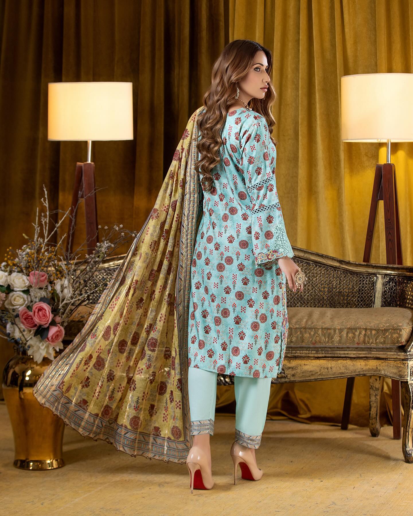 Munira Slub Printed Linen with Embroidery MSPL 04