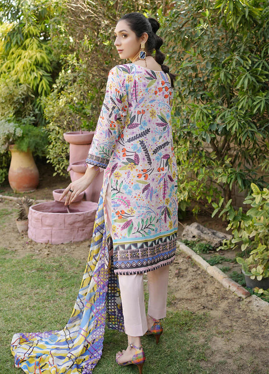 Z.Prints Golden Stripes Voile Lawn Unstitched 3Pcs- ZP-08