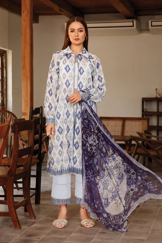 MARIA. B Lawn M Basics Unstitched | Blue MB-111-A