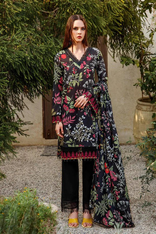 MARIA. B Lawn M Basics Unstitched | Black MB-109-B